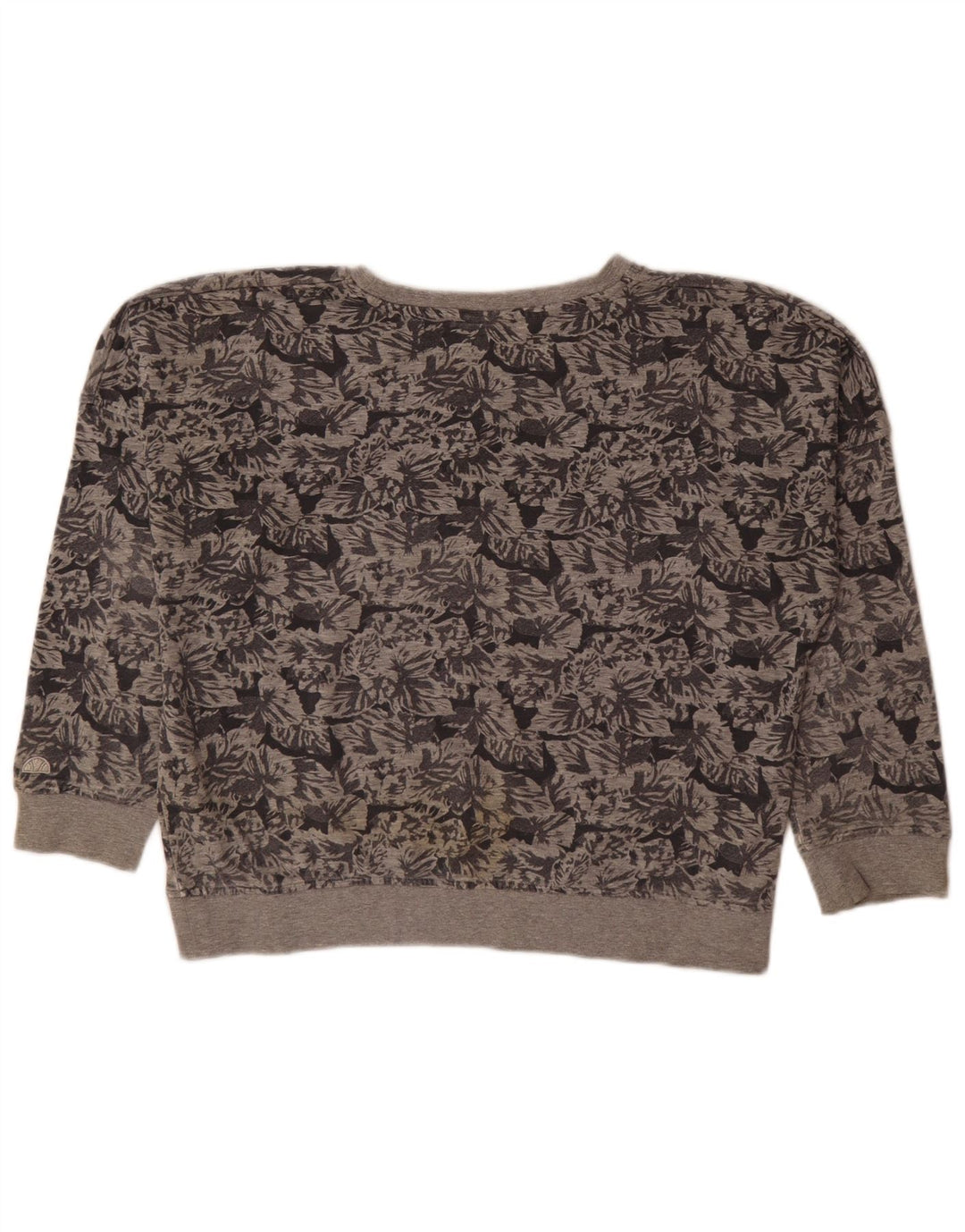 Ellesse Damen-Sweatshirt-Pullover in Übergröße, UK 14, mittelgraue, geblümte Baumwolle