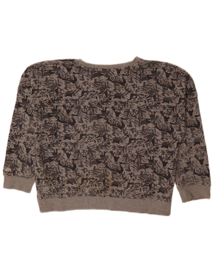 Ellesse Damen-Sweatshirt-Pullover in Übergröße, UK 14, mittelgraue, geblümte Baumwolle