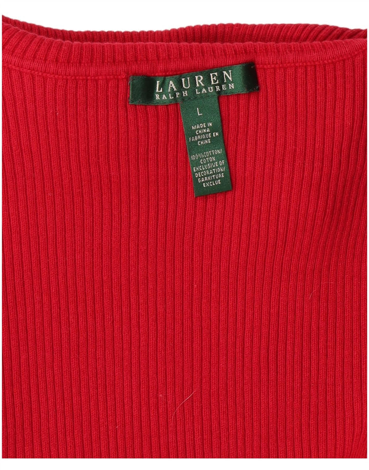 RALPH LAUREN Damen-Pullover mit Rollkragen, Gr. 16, Größe L, Rosa, Baumwolle