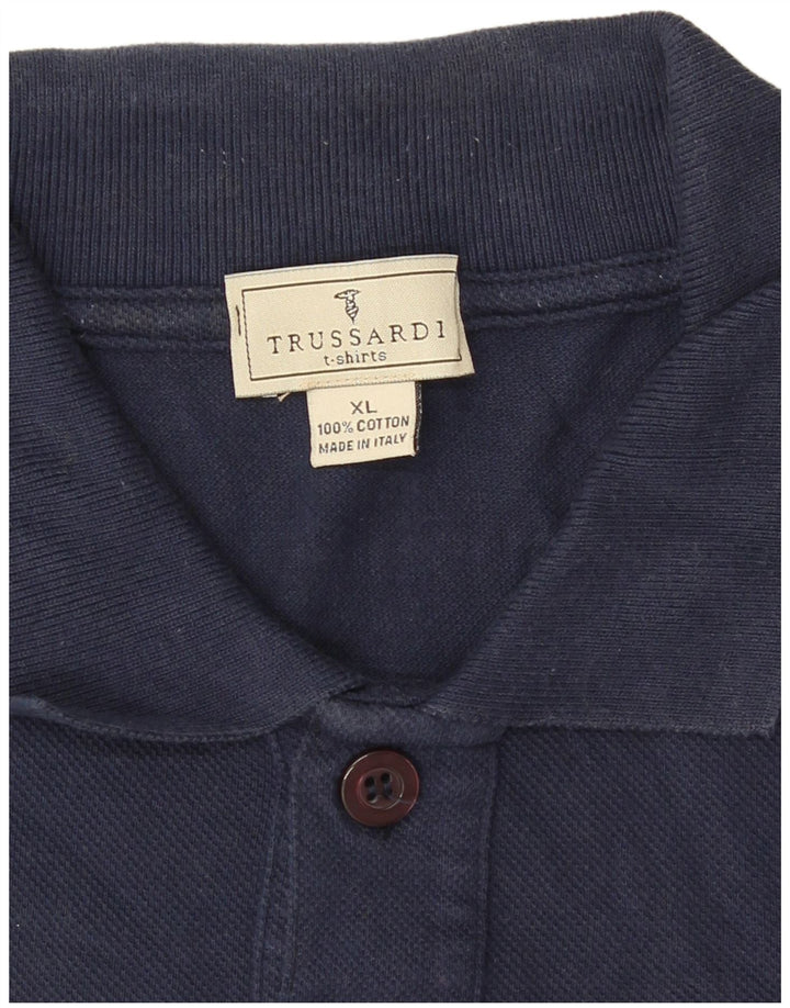 Trussardi Herren-Poloshirt XL aus marineblauer Baumwolle