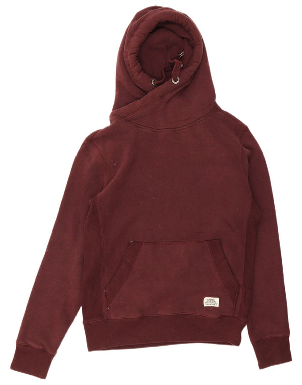 Superdry Damen Kapuzenpullover UK 12 Medium Burgund Baumwolle