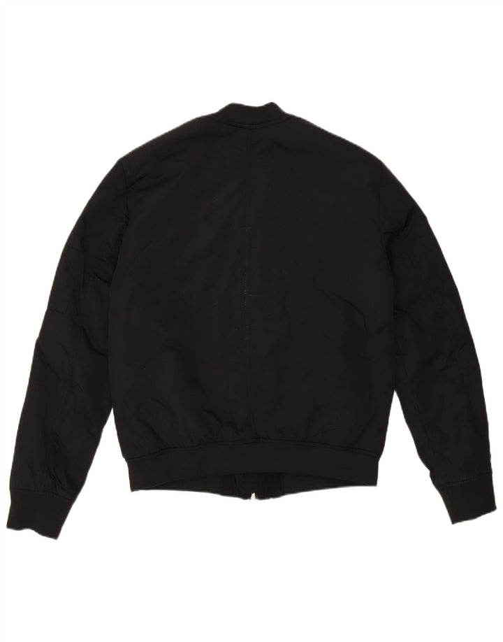 Zara Womens Loose Fit Bomberjacke UK 4 XS Schwarz Polyester Modern