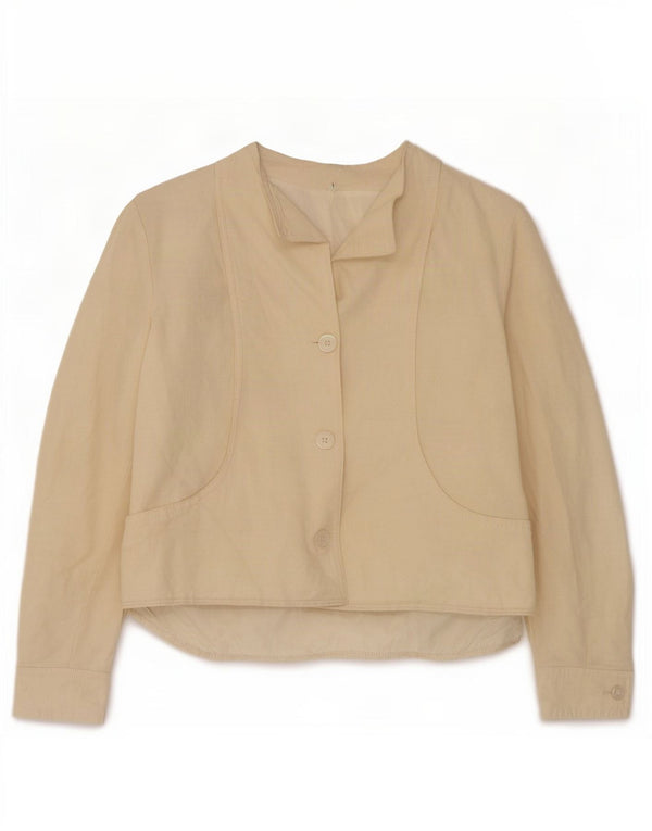 Vintage Damen Bomberjacke IT 44 Medium Beige Leinen