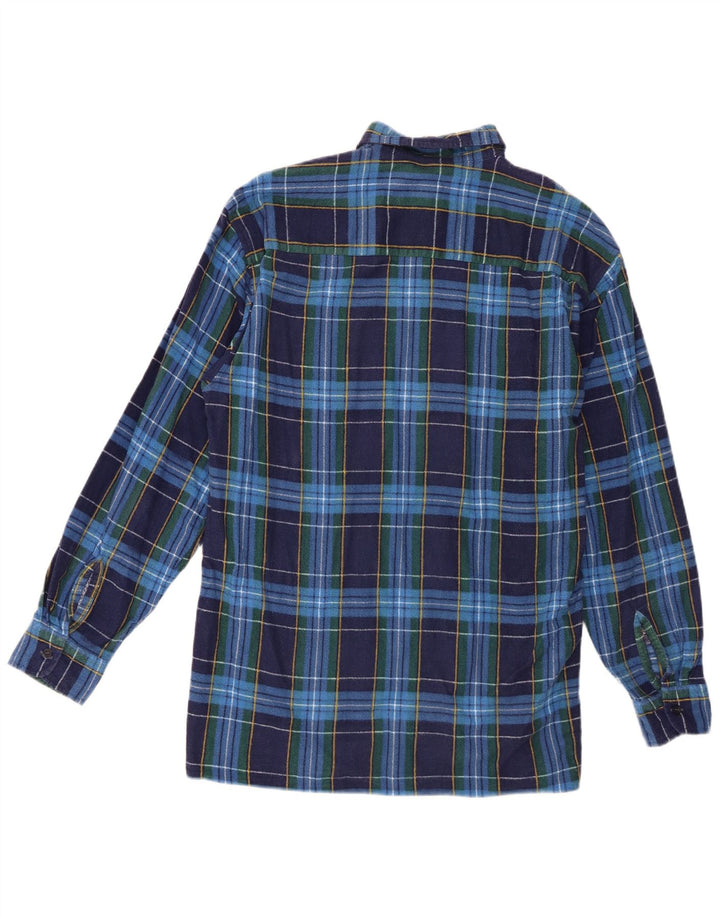 Vintage Herren Flanellhemd Größe 41/42 Große blau karierte Baumwolle