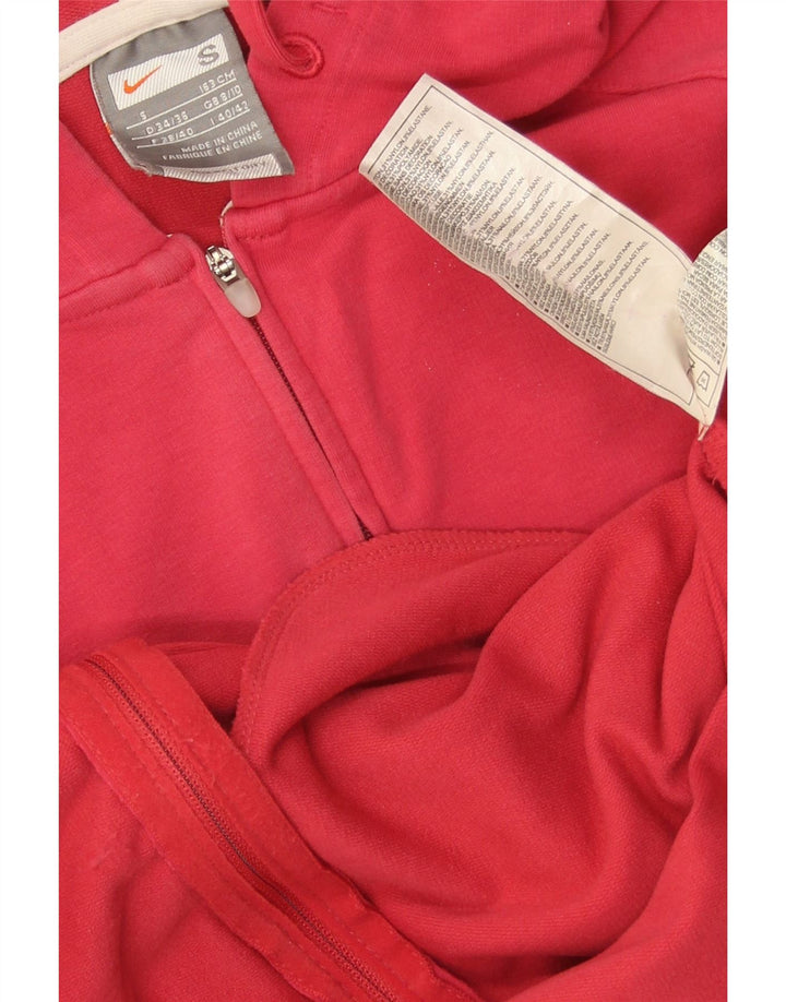 Nike Damen Studio Zip Hoodie Pullover UK 8/10 Small Rote Baumwolle