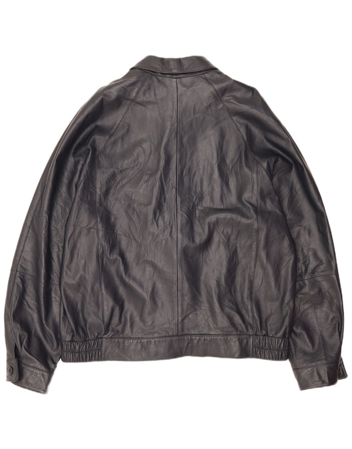 Vintage Herren Bomber Lederjacke IT 56 3XL Schwarzes Leder