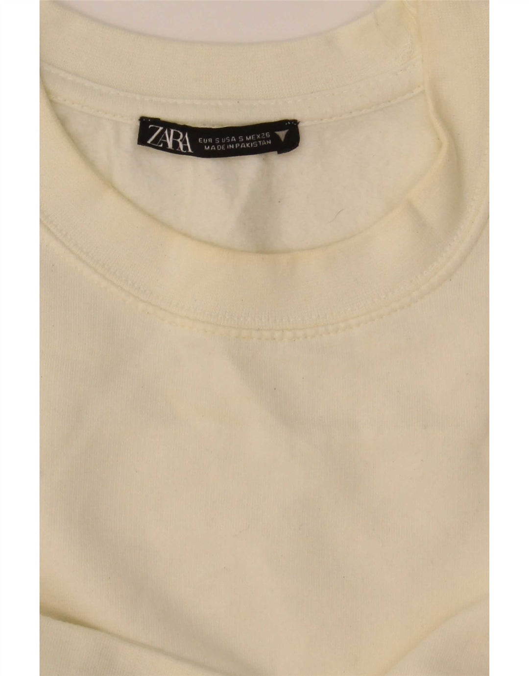 Zara Damen Crop Sweatshirt Pullover UK 10 Small Off White