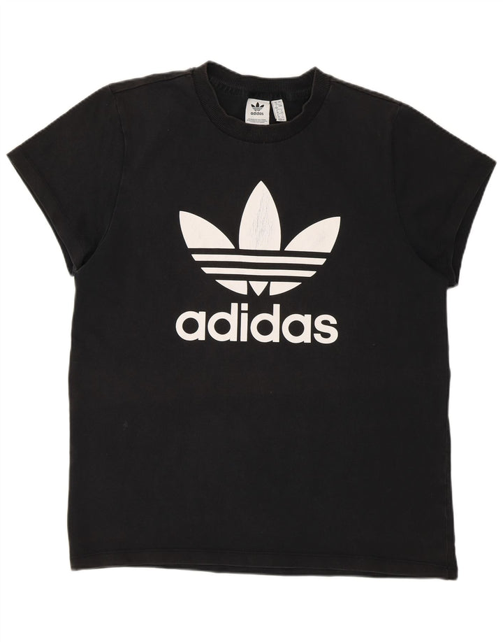 Adidas Damen Graphic T-Shirt Top UK 12 Medium Schwarz