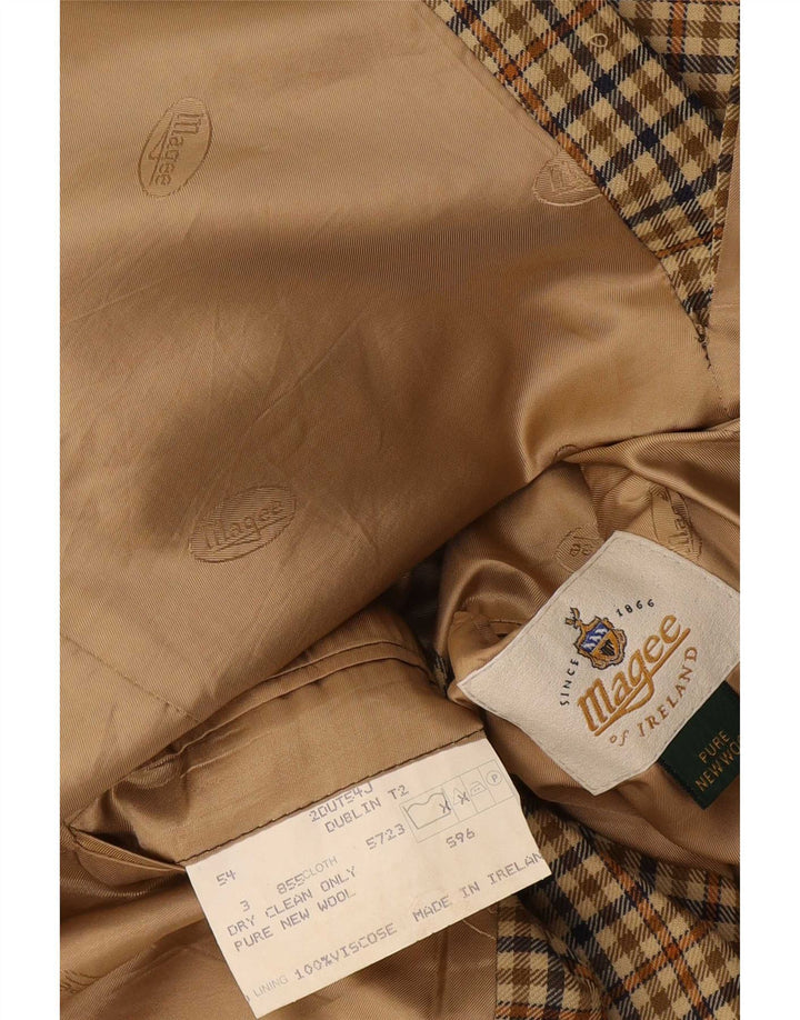 Magee Herren-Blazer mit 2 Knöpfen, EU 54, große beige karierte Schurwolle