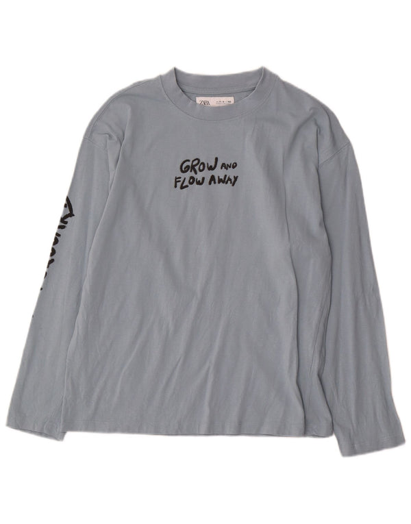 Zara Langarmshirt mit Grafik für Jungen, 11–12 Jahre, blaue Baumwolle