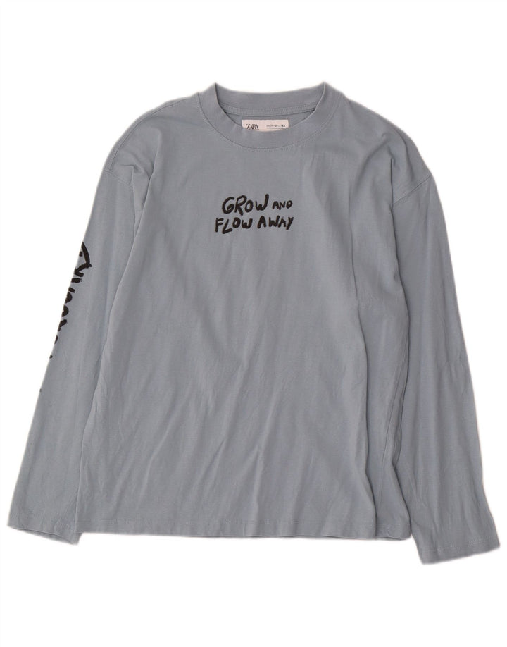 Zara Langarmshirt mit Grafik für Jungen, 11–12 Jahre, blaue Baumwolle