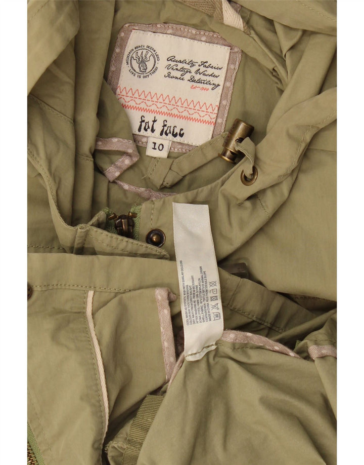 Fat Face Damen-Utility-Jacke mit Kapuze, übergroß, UK 10, Größe S, Khaki, Baumwolle