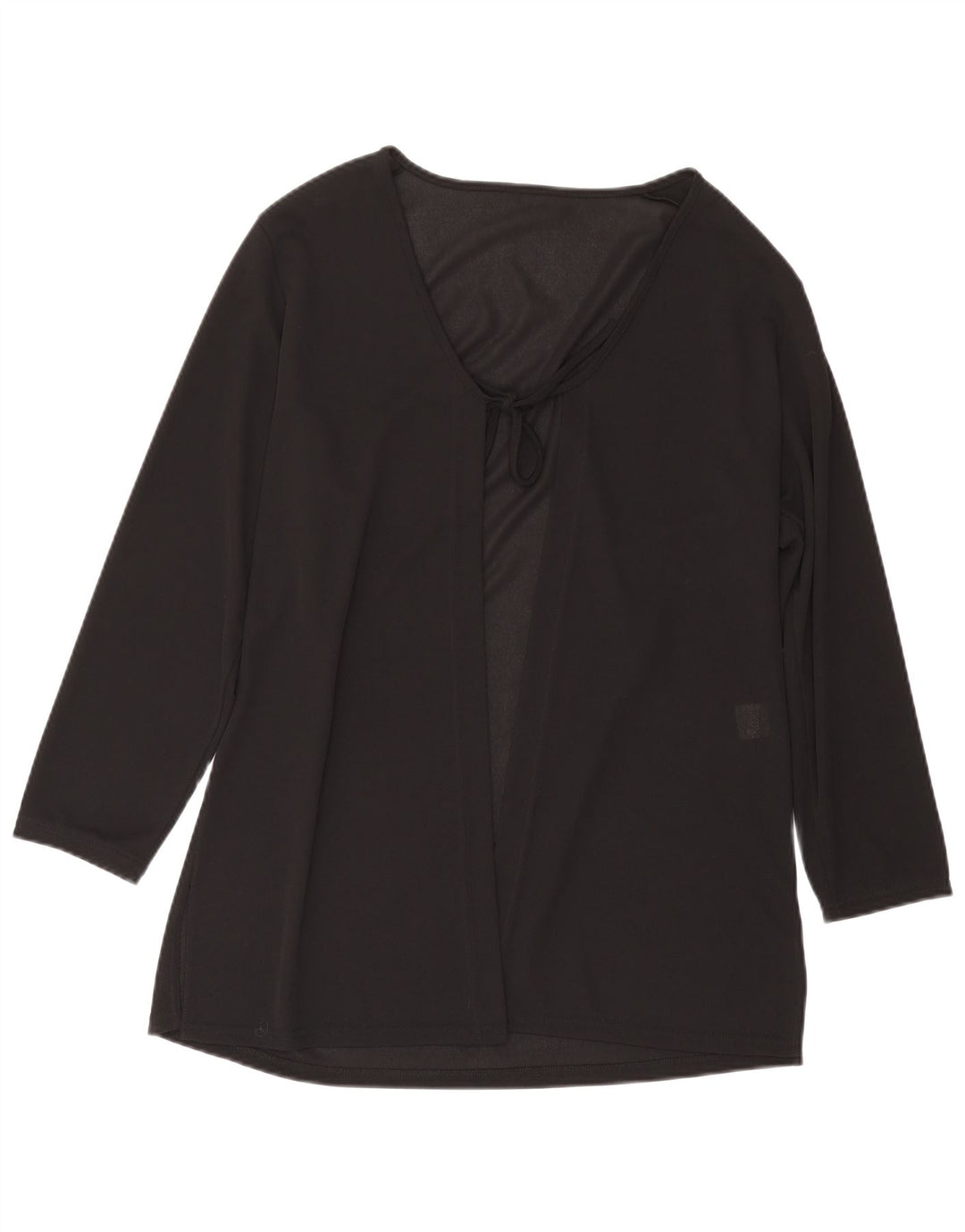 Vintage Damen Langarm-Cardigan-Oberteil UK 16 Großes schwarzes Polyester