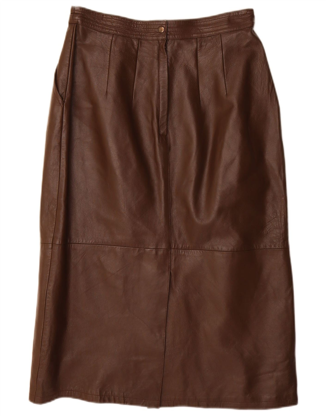 VINTAGE Damen Bleistiftrock IT 40 Small W28 Braunes Leder