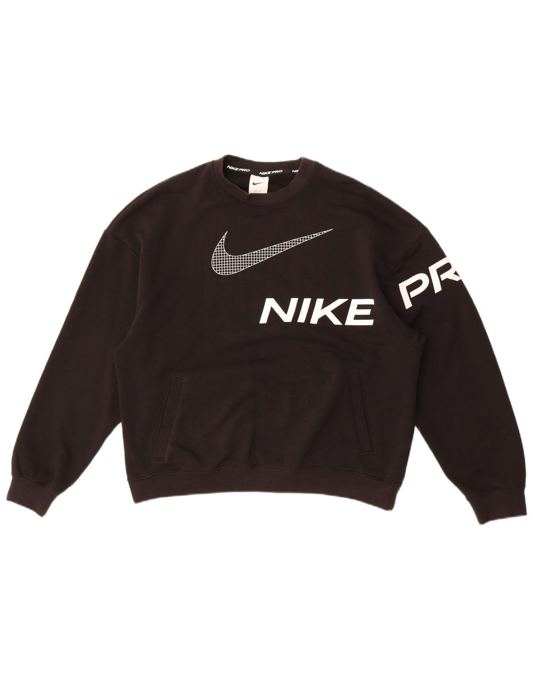 Nike Womens Graphic Oversized Sweatshirt Pullover UK 10 Small Schwarz Baumwolle