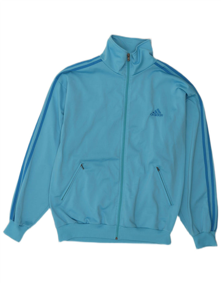 ADIDAS Herren-Trainingsanzug-Top-Jacke, UK 40/42, mittelblaues Polyester