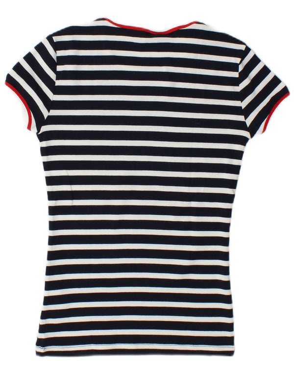 Tommy Hilfiger Grafik-T-Shirt für Damen, UK 10, Größe S, Marineblau, Nadelstreifen