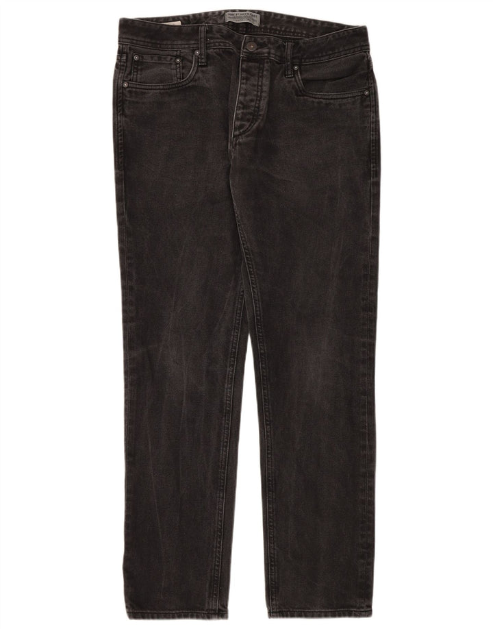 JACK & JONES Herren Slim Jeans W34 L32 Schwarze Baumwolle