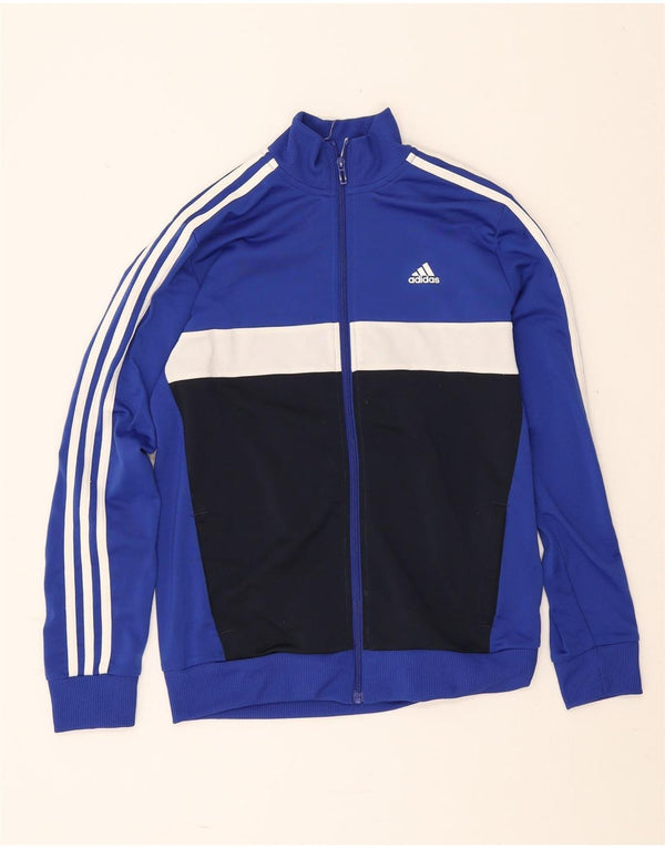Adidas Jungen-Trainingsanzug-Top-Jacke, 13–14 Jahre, blaues Colourblock-Polyester