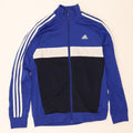 Adidas Jungen-Trainingsanzug-Top-Jacke, 13–14 Jahre, blaues Colourblock-Polyester