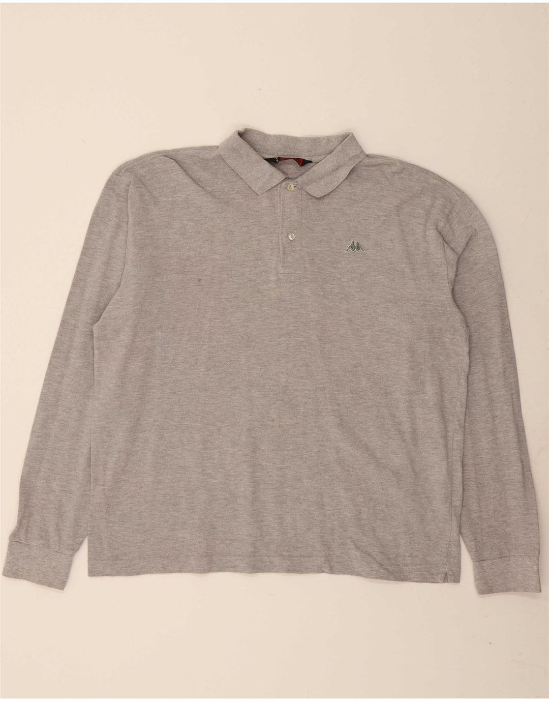 KAPPA Mens Long Sleeve Polo Shirt XL Grey Cotton