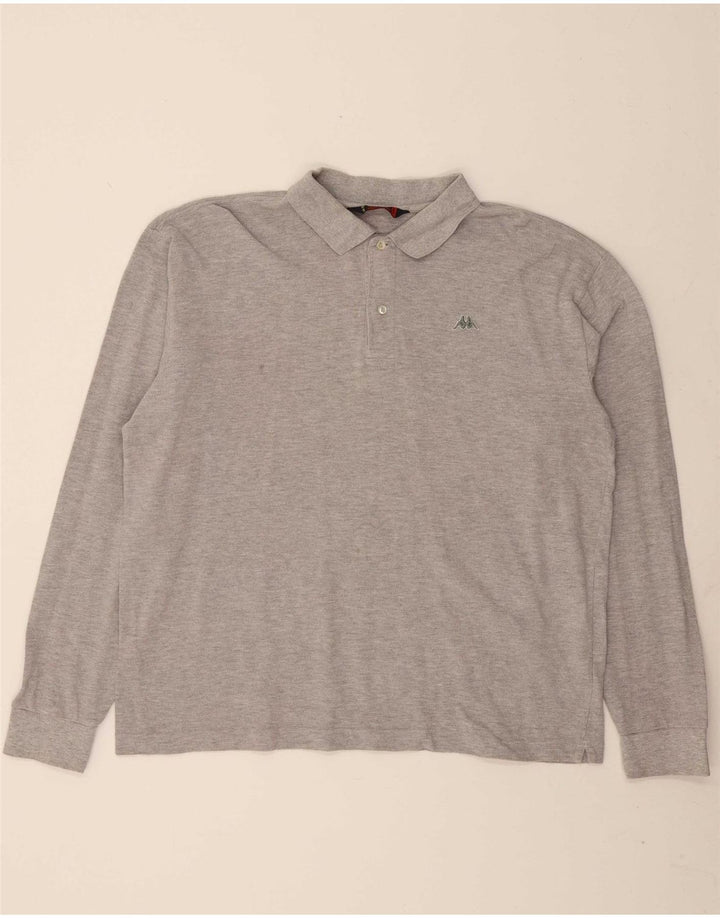 KAPPA Mens Long Sleeve Polo Shirt XL Grey Cotton