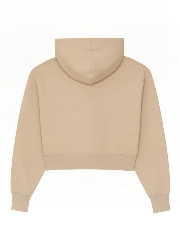 Zara Damen Crop Hoodie Pullover UK 14 Medium Beige Polyester