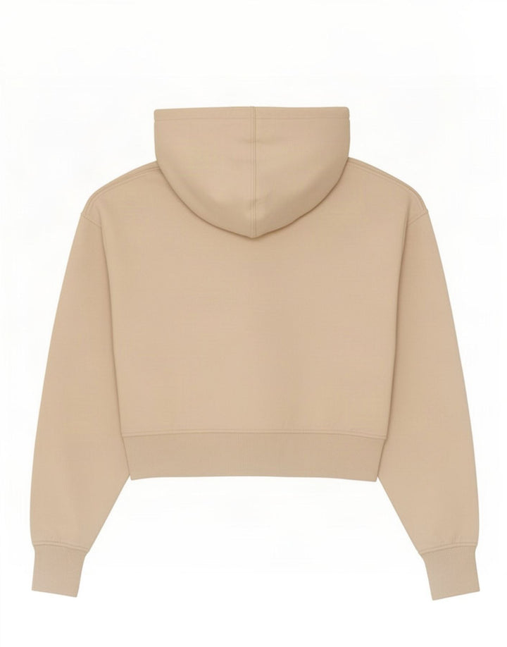 Zara Damen Crop Hoodie Pullover UK 14 Medium Beige Polyester