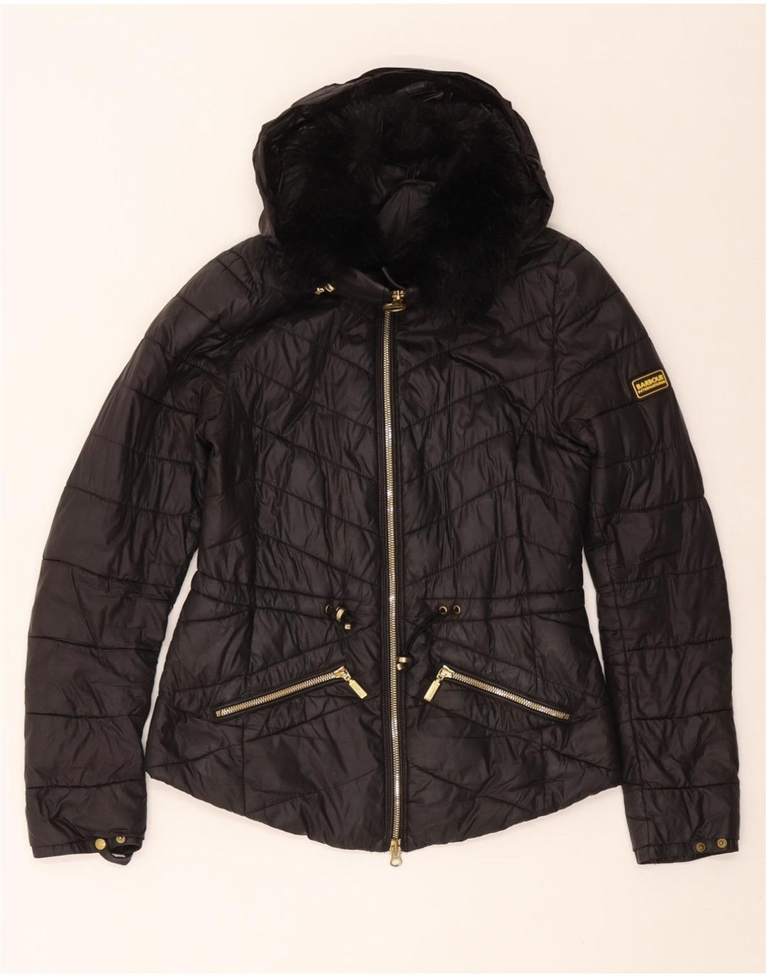 BARBOUR Wattierte Damenjacke mit Kapuze, UK 8, Small, Schwarz, Polyamid