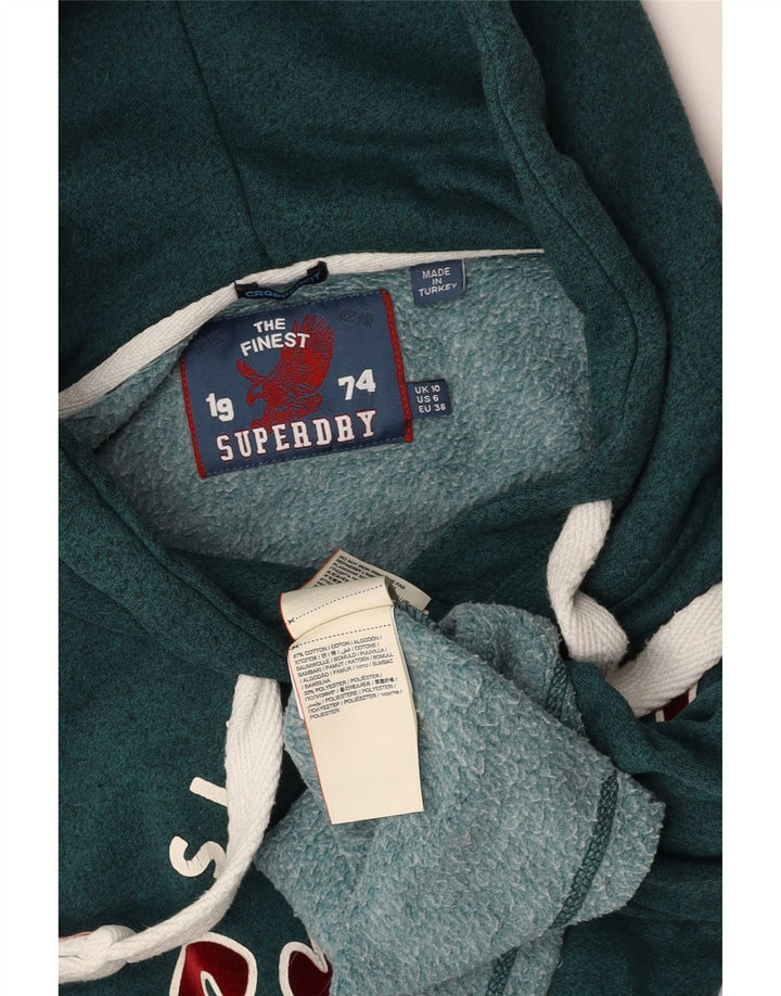 SUPERDRY Damen-Kapuzenpullover mit übergroßem, bauchfreiem Grafikdesign, Gr. 10, Größe S, Grün