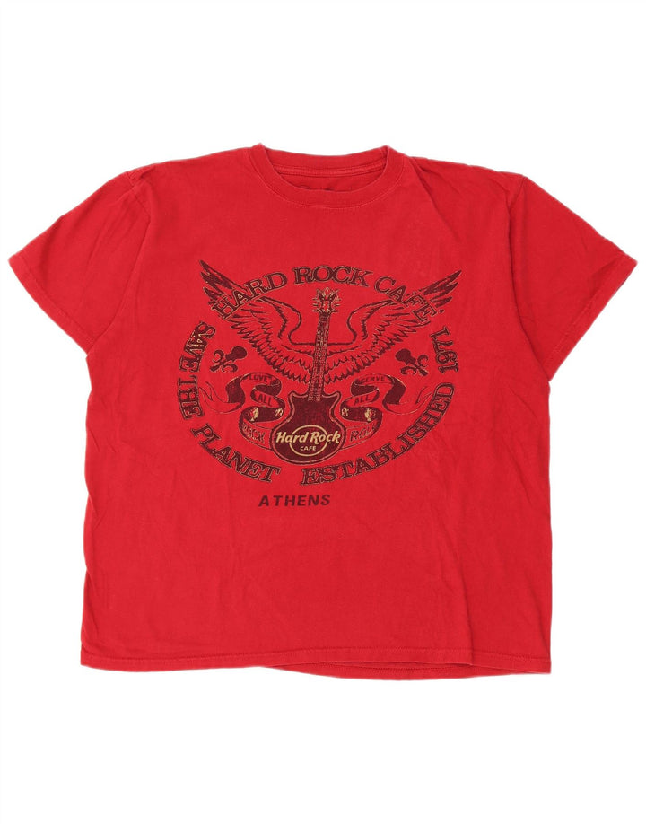 Hard Rock Cafe Herren Athens Grafik-T-Shirt aus mittelroter Baumwolle
