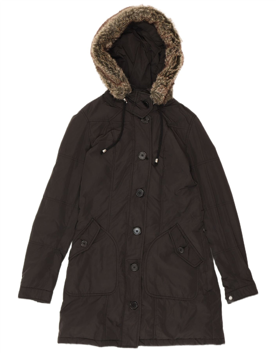 REFRIGUE Damen-Parkajacke mit Kapuze, UK 10, Größe S, Schwarz, Polyester