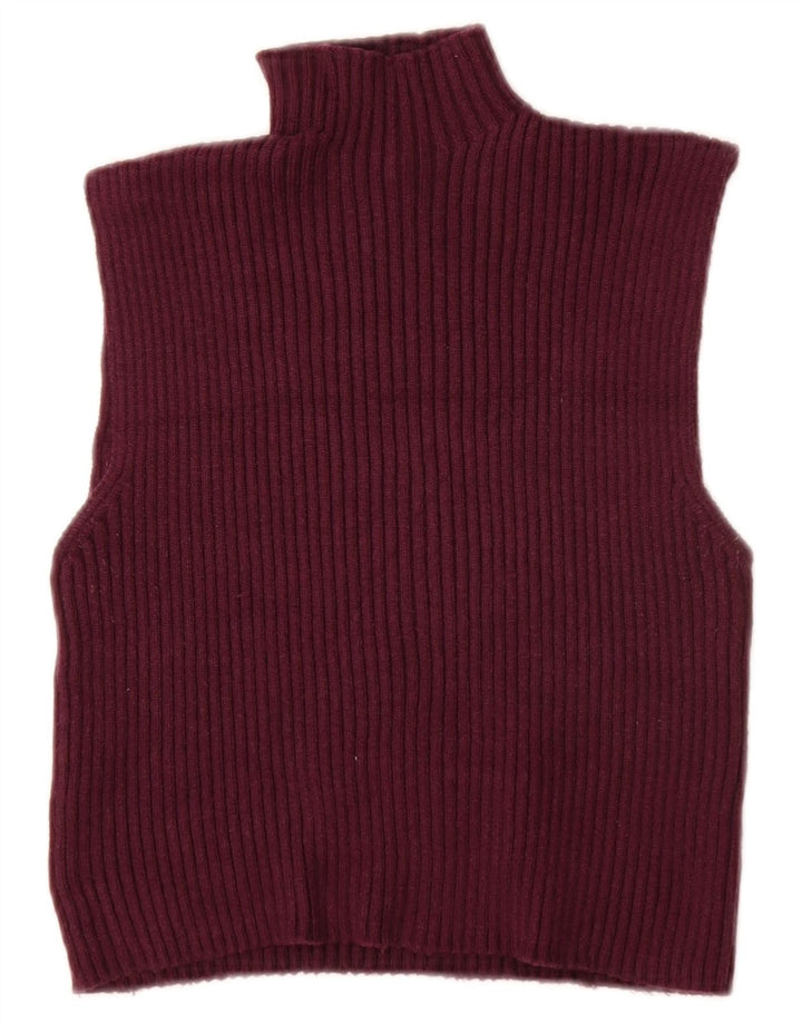 ZARA Damen Crop Vest Tank Top UK 12 Medium Burgund Viskose