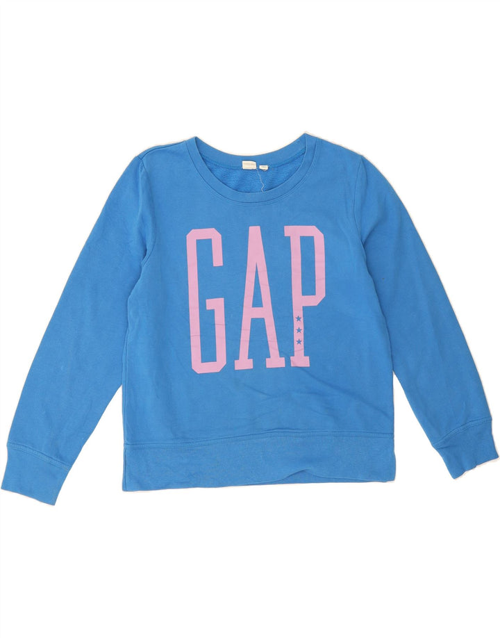 GAP Womens Crop Graphic Sweatshirt Jumper US 8 Medium Blue Cotton Vintage Gap and Second-Hand Gap from Messina Hembry 