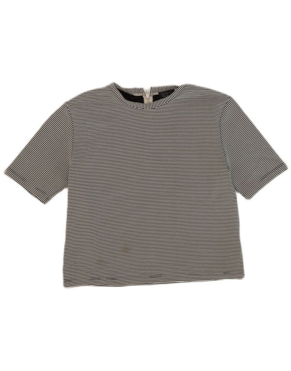 Topshop Damen T-Shirt Top UK 10 Small Schwarz Nadelstreifen