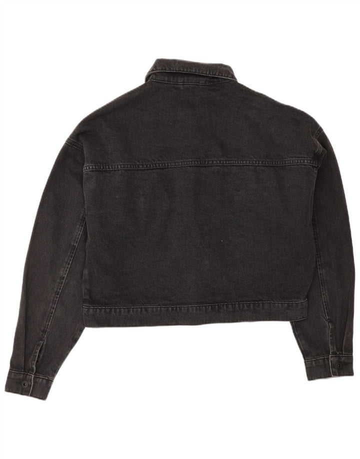JACK WILLS Damen Übergroße Crop Denim Jacke UK 10 Small Graue Baumwolle