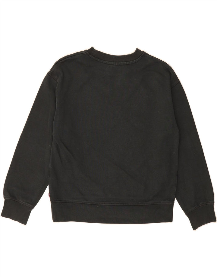 LEVI'S Womens Oversized Graphic Sweatshirt Jumper UK 10 Small Black Cotton Vintage Levi's and Second-Hand Levi's from Messina Hembry 