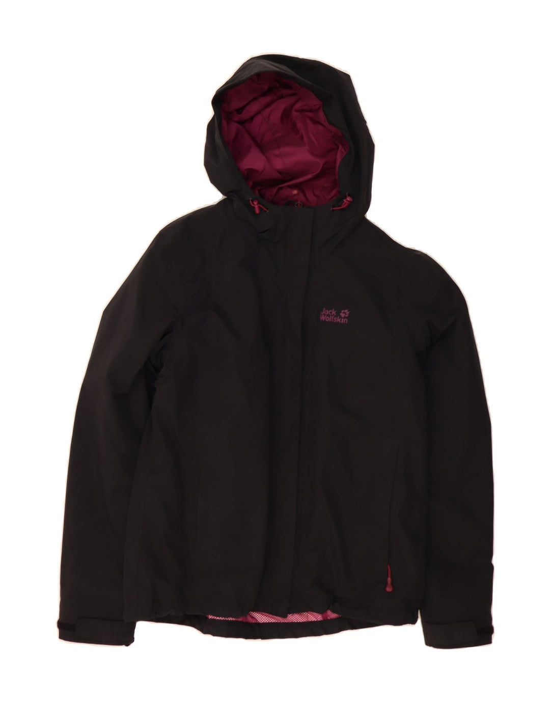 JACK WOLFSKIN Womens Hooded Windbreaker Jacket UK 16 Large Black Polyamide Vintage Jack Wolfskin and Second-Hand Jack Wolfskin from Messina Hembry 