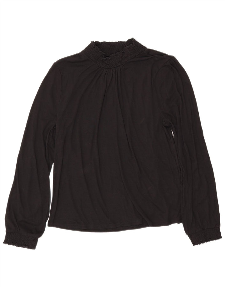 J. CREW Damen Langarm-Blusenoberteil UK 16 Large Schwarz Polyester