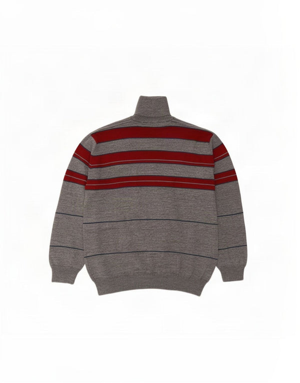 Sporting Mare Mens Zip Neck Jumper Sweater 5XL Grey Colourblock Merino Wool