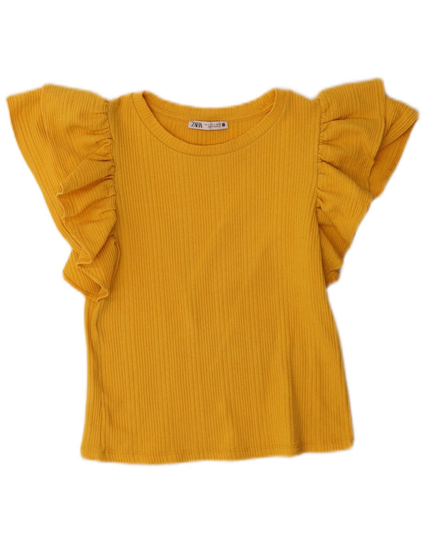 Zara Damen Bluse Top UK 10 Small Gelb
