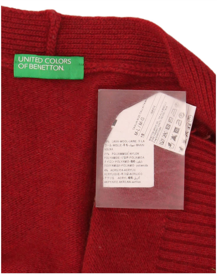 Benetton Damen-Strickjacke in Übergröße, Gr. 14, mittelrot, gestreift, Wolle