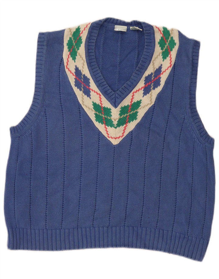 Izod Damen-Weste-Tanktop UK 16 Large Blue Argyle/Diamond Cotton