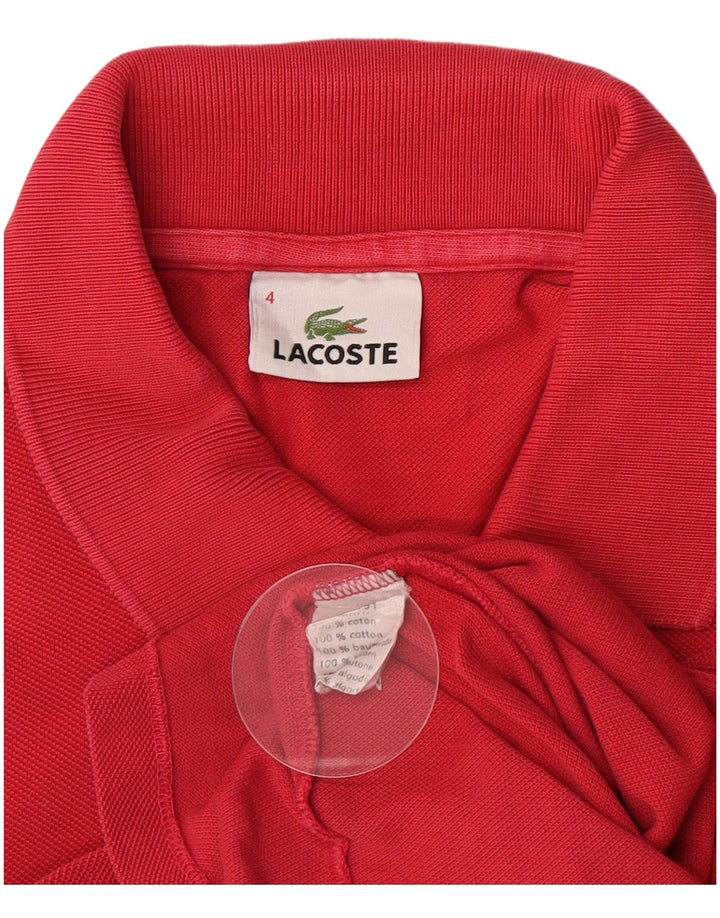 Lacoste Herren-Langarm-Poloshirt, Größe 4, mittelrote Baumwolle