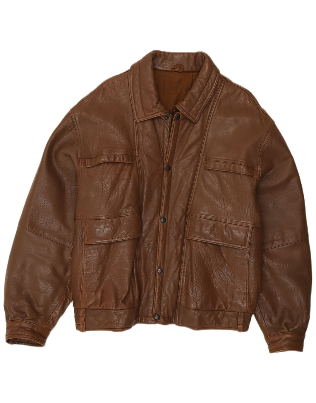 Vintage Herren Lederjacke IT 52 XL Braunes Leder