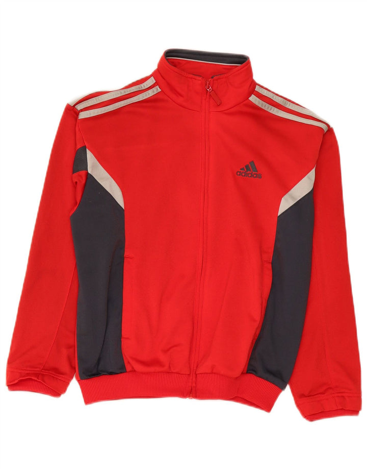 Adidas Jungen Grafik-Trainingsanzug-Top-Jacke, 11–12 Jahre, rotes Farbblockdesign