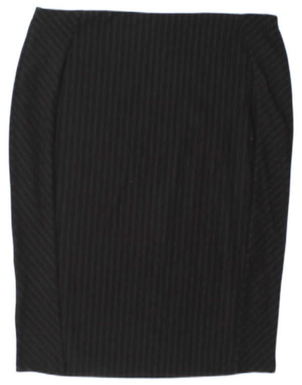 Marks & Spencer Damen Bleistiftrock UK 18 XL W38 Schwarz gestreifte Viskose