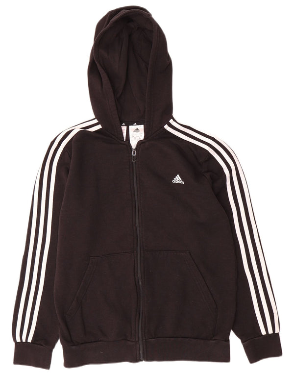 Adidas Jungen Kapuzenpullover mit Reißverschluss, 13–14 Jahre, schwarze Baumwolle