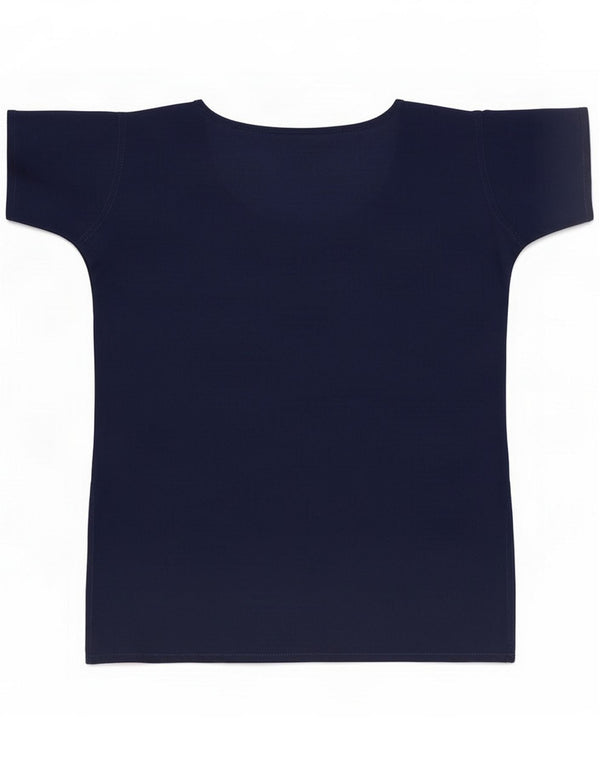 Vintage Womens Abstract Pattern Bluse Top UK 12 Medium Navy Blue