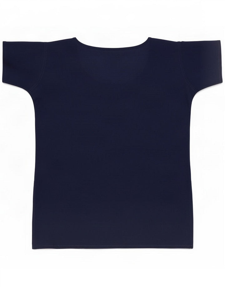 Vintage Womens Abstract Pattern Bluse Top UK 12 Medium Navy Blue